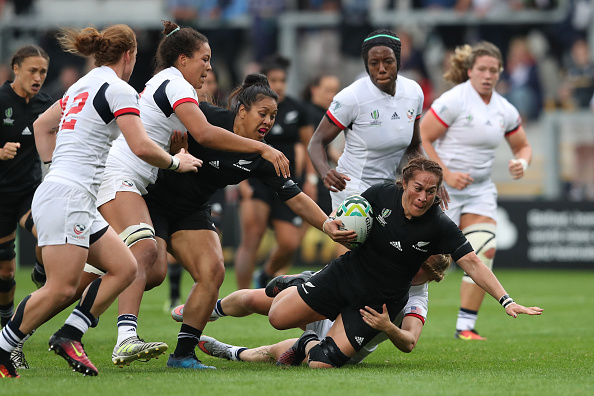 The Women's Rugby World Cup 2017 semi final between New Zealand and the US at Kingspan Stadium in...
