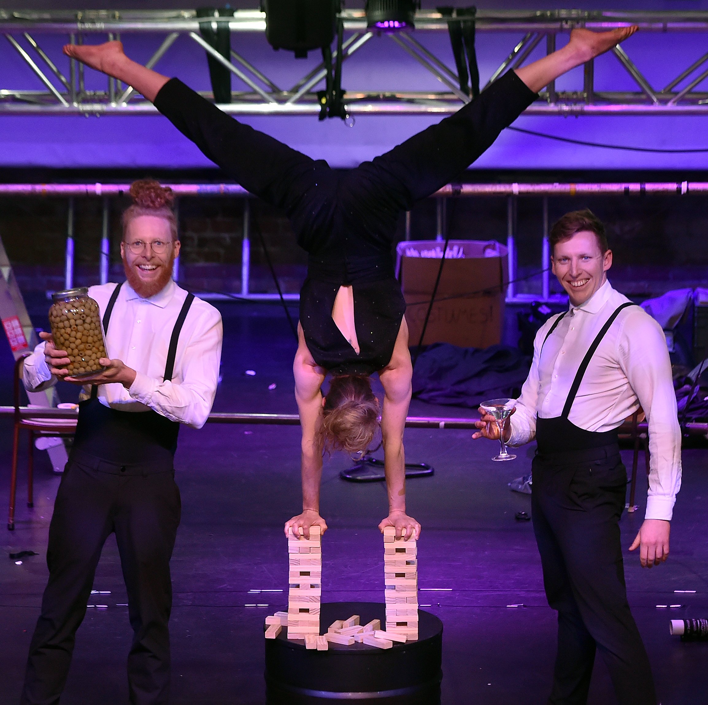 Laser Kiwi performers (from left) Degge Jarvie, Imogen Stone and Zane Jarvie share a moment from...