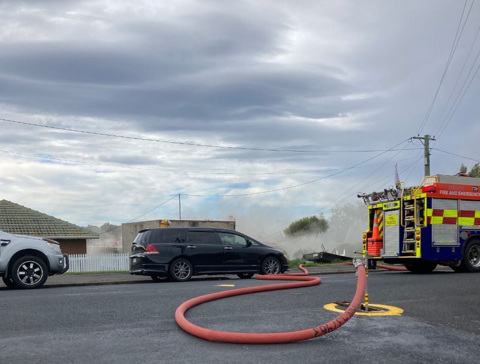 Firefighters at the scene this morning. Photo: Supplied/Ian Hollebon