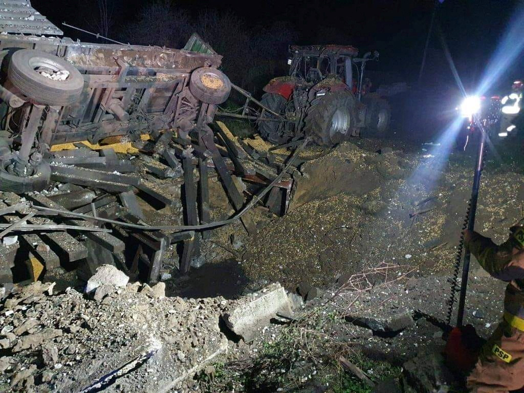 Damage after an explosion in Przewodow, a village in eastern Poland near the border with Ukraine....