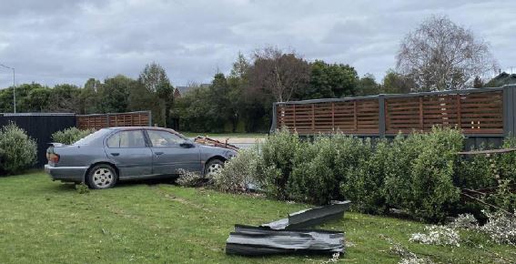 Several cars have crashed through the fence on this Halswell property. This was the third crash....