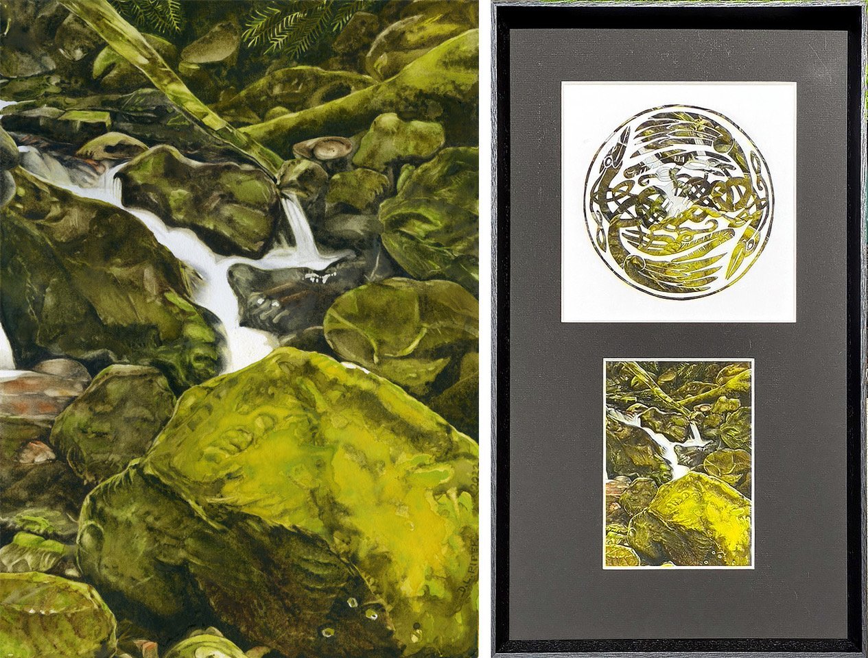Moss covered rocks — Pukohu ki runga toka and The Heron: Corra — Ghritheach (Liberation of the...