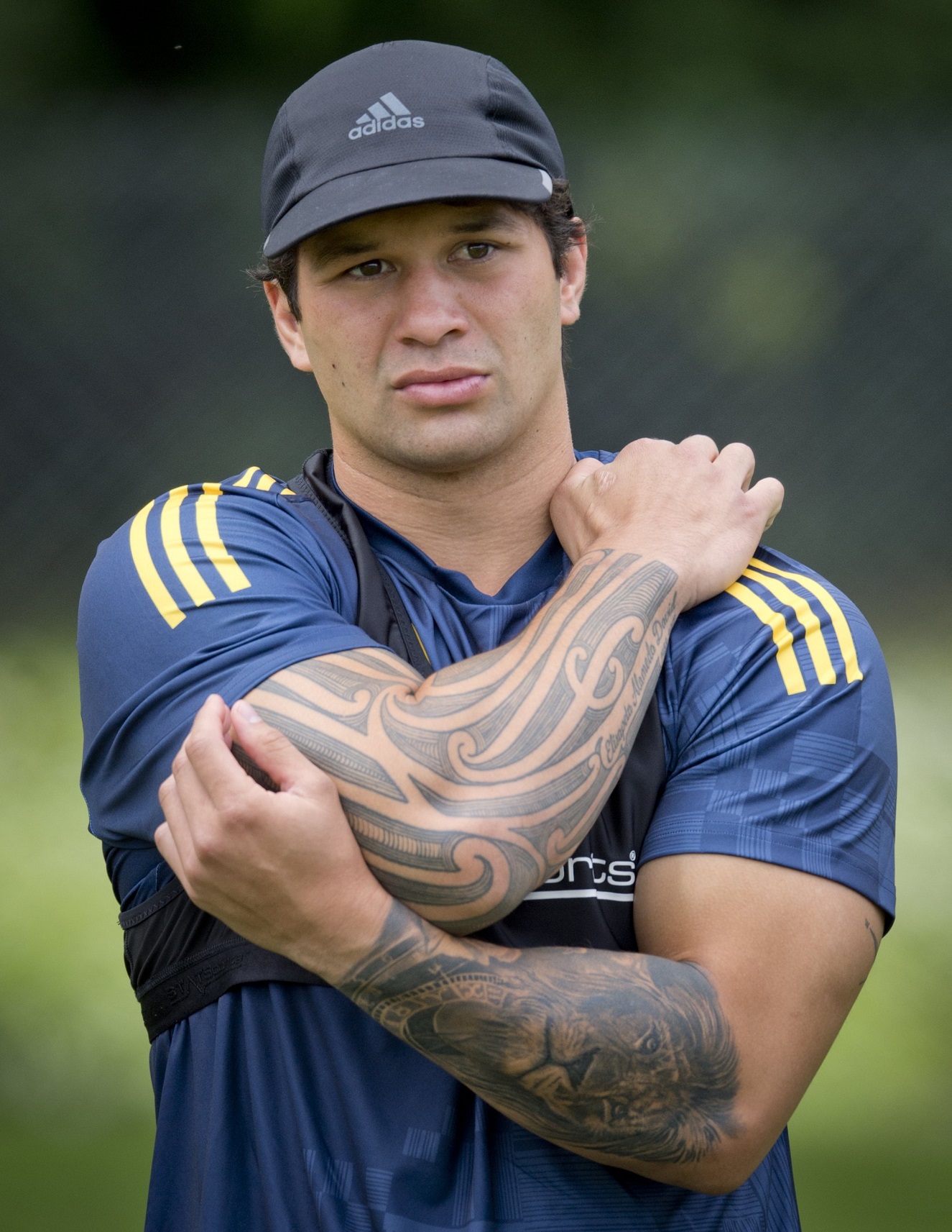 Jonah Lowe prepares for a fitness drill with the Highlanders at Logan Park yesterday. Photo:...