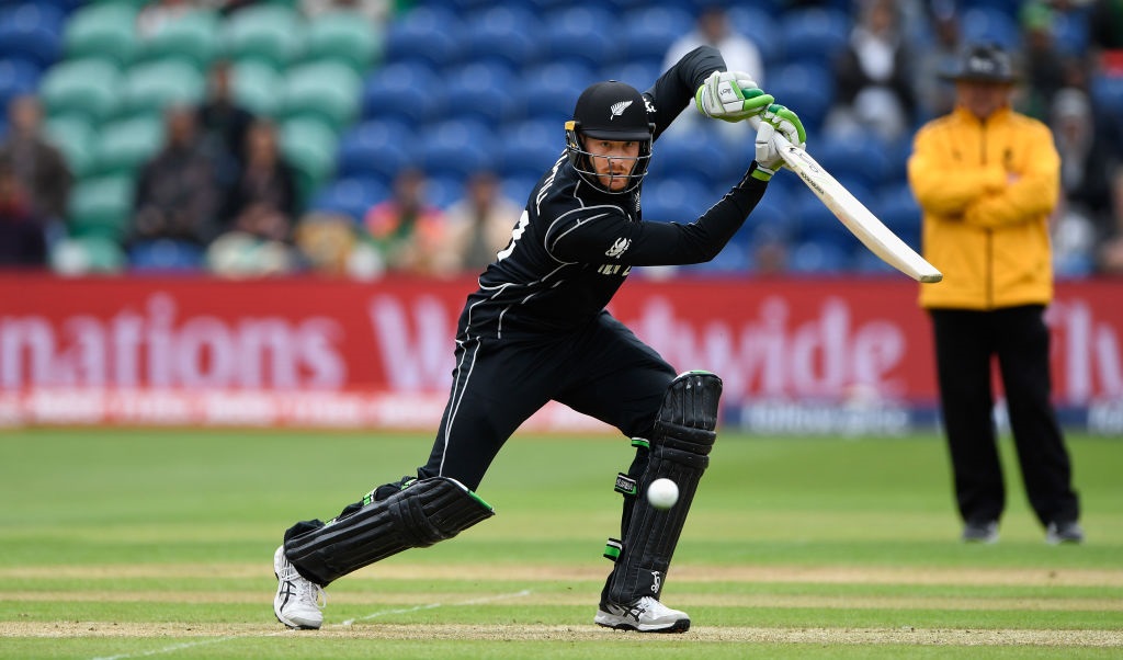 Martin Guptill plays a shot through the covers for the Black Caps. Photo: Getty Images