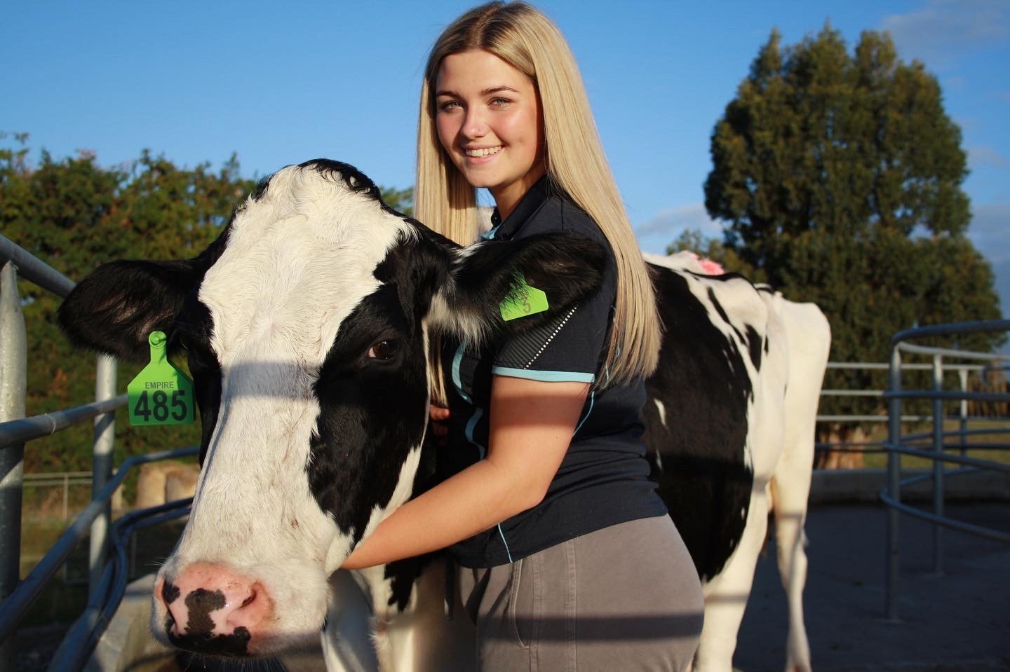 Chloe Thomson, of Winton, hugs cow Empire Bob Dreamer. Photo: Supplied