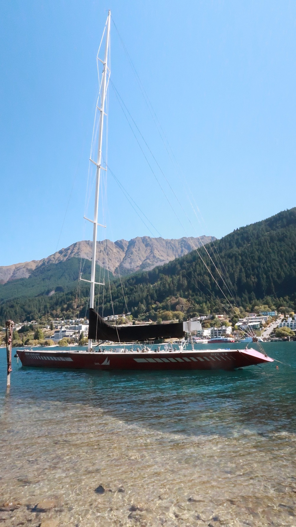 Former America's Cup yacht, NZL14, in Queenstown Bay. Photo: Philip Chandler