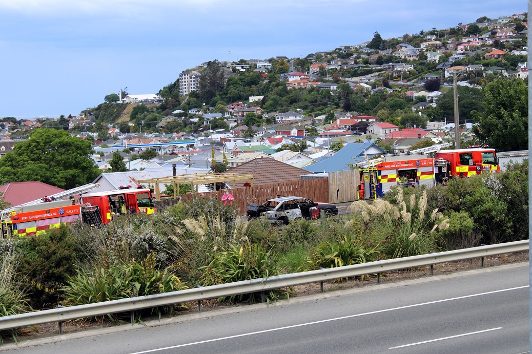 Emergency services at the scene yesterday. PHOTO: CAS SAUNDERS