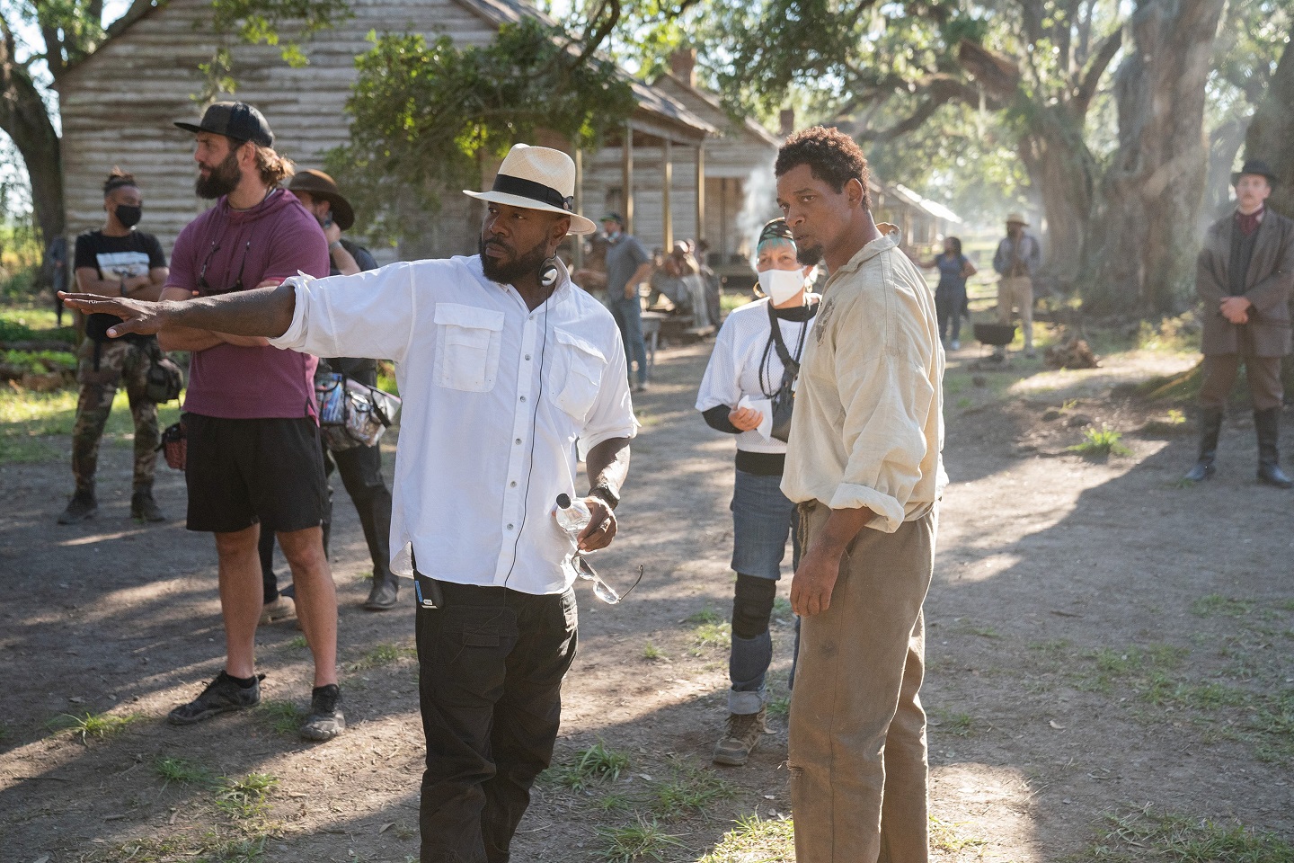 Director Antoine Fuqua, left, and Will Smith on the set of Emancipation. Photo: TNS