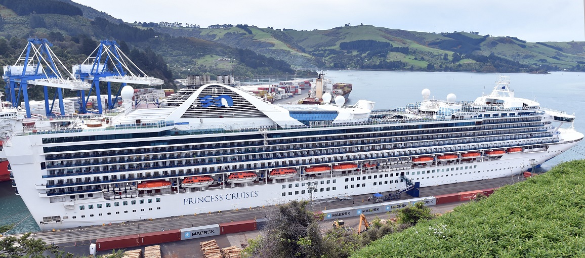 Grand Princess berthed at Port Chalmers in October. Photo: Peter McIntosh 
