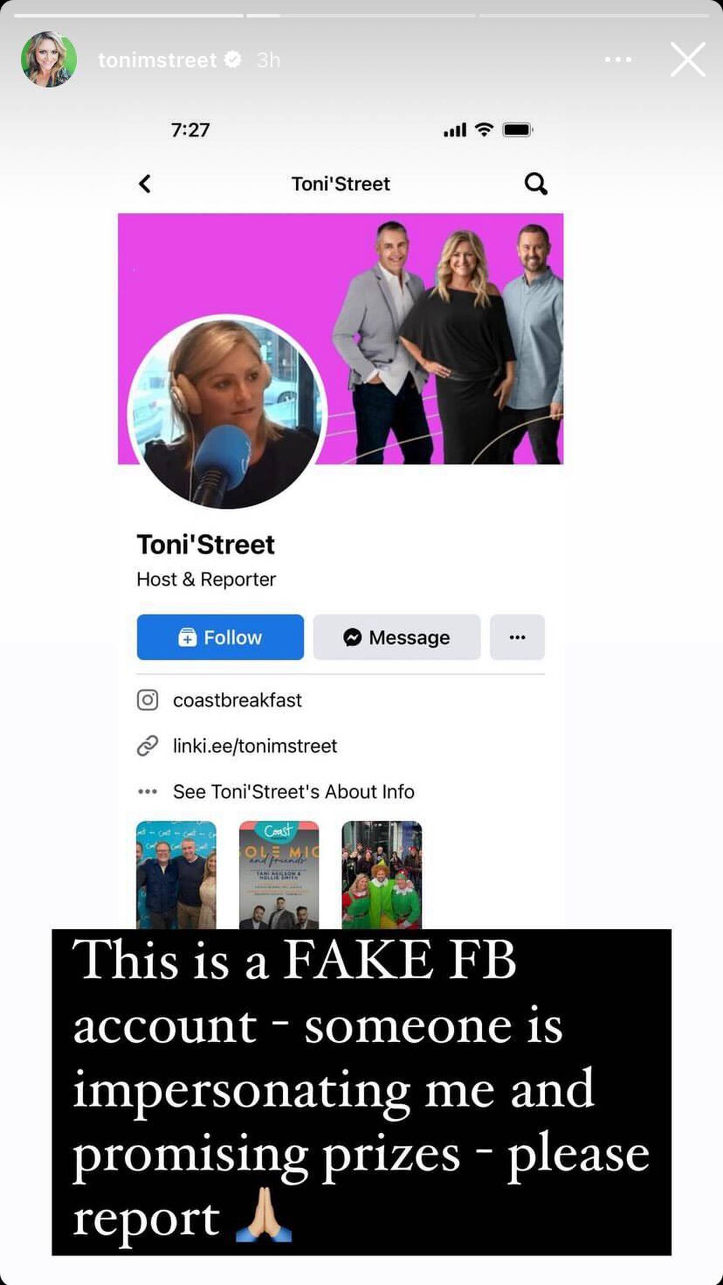 Street was targeted by online scammers. Photo: Instagram