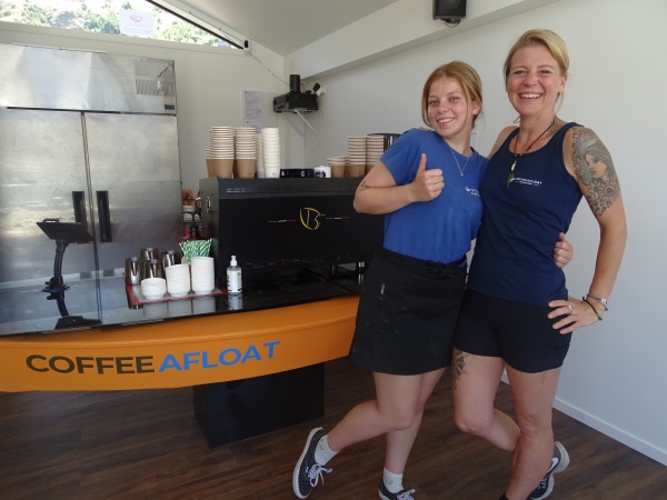 Coffee Afloat's Clara Campbell (left) and cafe manager Franzi Steigerwald. Photo: Mountain Scene