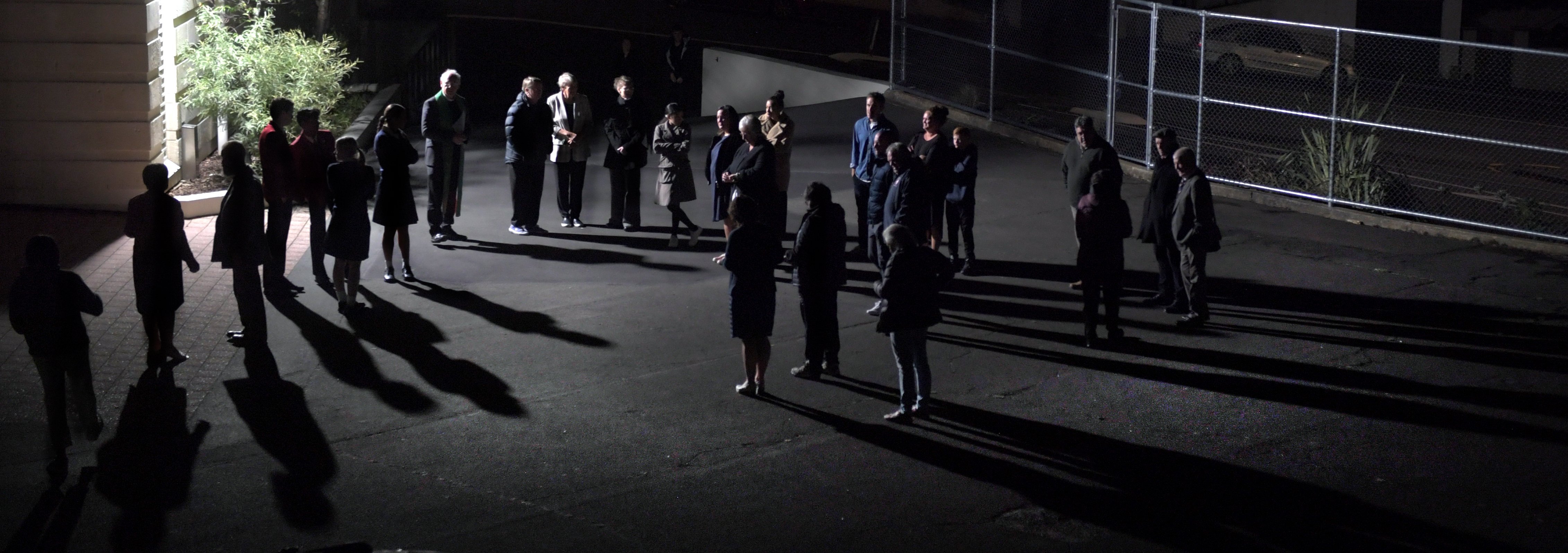 Bishop Dooley performs a pre-dawn blessing before about 20 people. PHOTOS: STEPHEN JAQUIERY