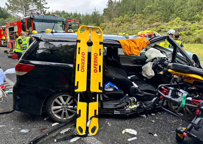 The crash happened in Athenree Gorge, near Waihi, yesterday afternoon. Photo: Auckland Westpac...