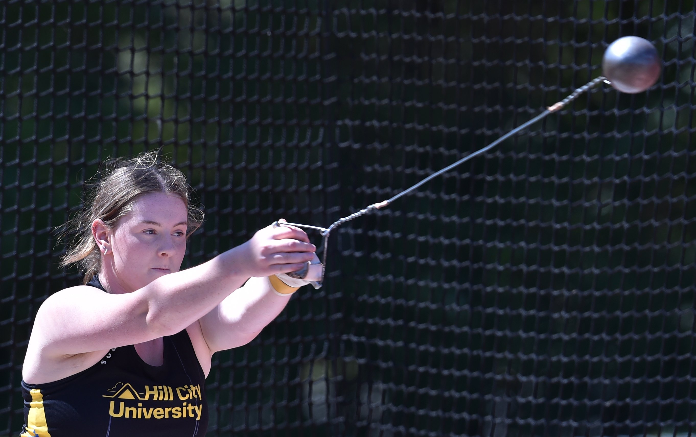 Renee Willis, of Hill City, competes in the hammer throw. Photos: Peter McIntosh