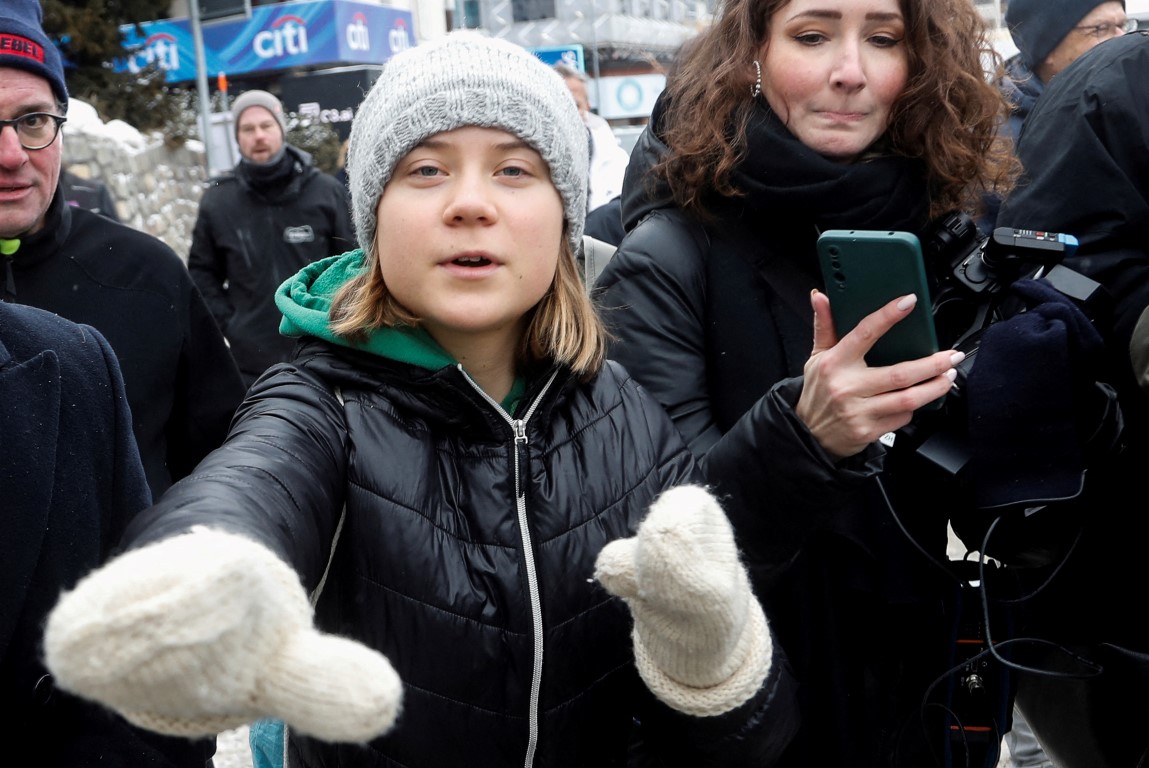 Greta Thunberg gestures outside the World Economic Forum in Davos, Switzerland, in January. Photo: Reuters Greta Thunberg gestures outside the World Economic Forum in Davos, Switzerland, in January. Photo: Reuters