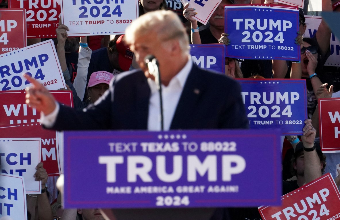 Donald Trump speaks during his campaign rally in Waco, Texas. Photo: Reuters