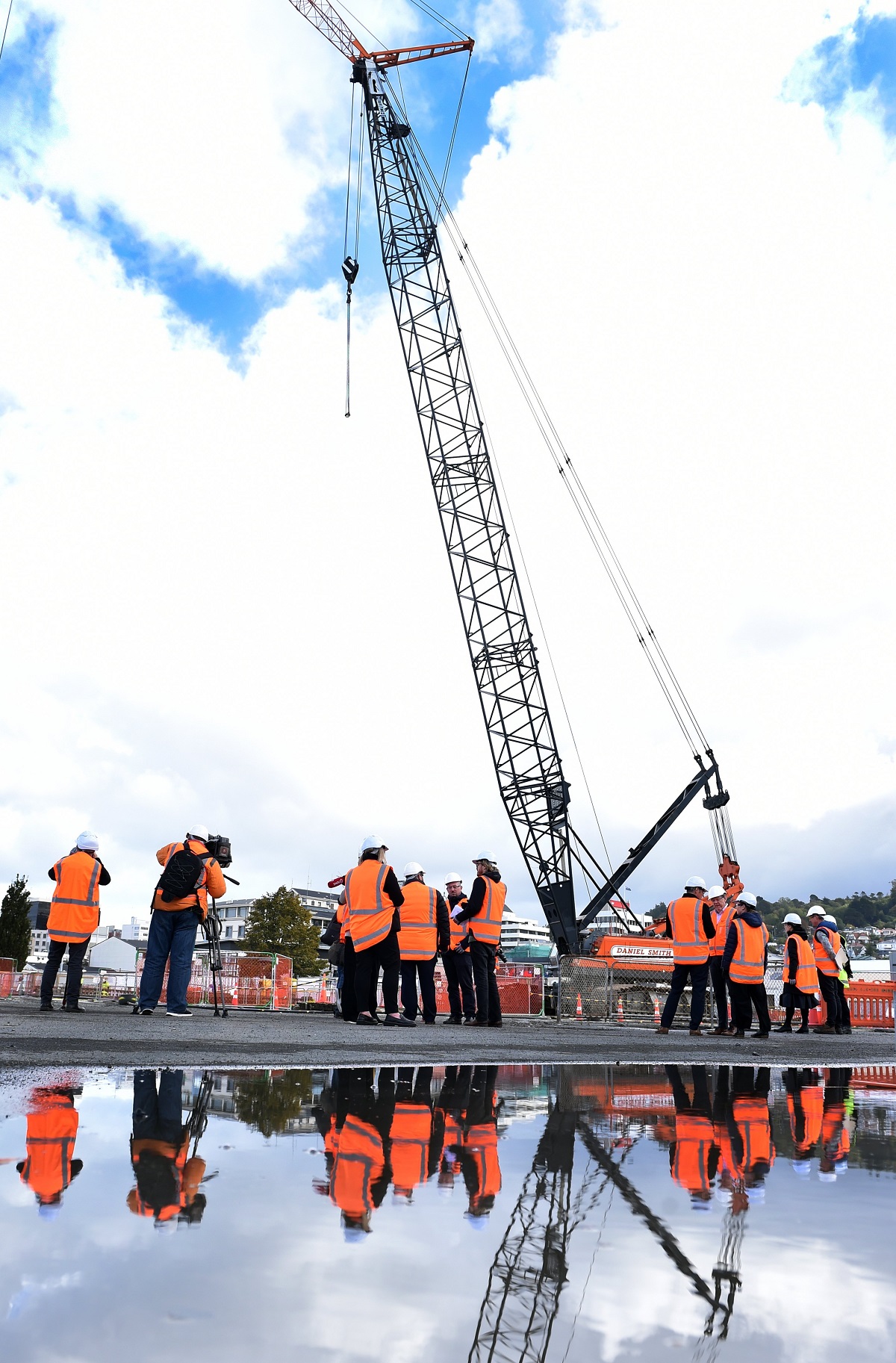 Te Whatu Ora Health New Zealand representatives speak to media during an on-site briefing on...