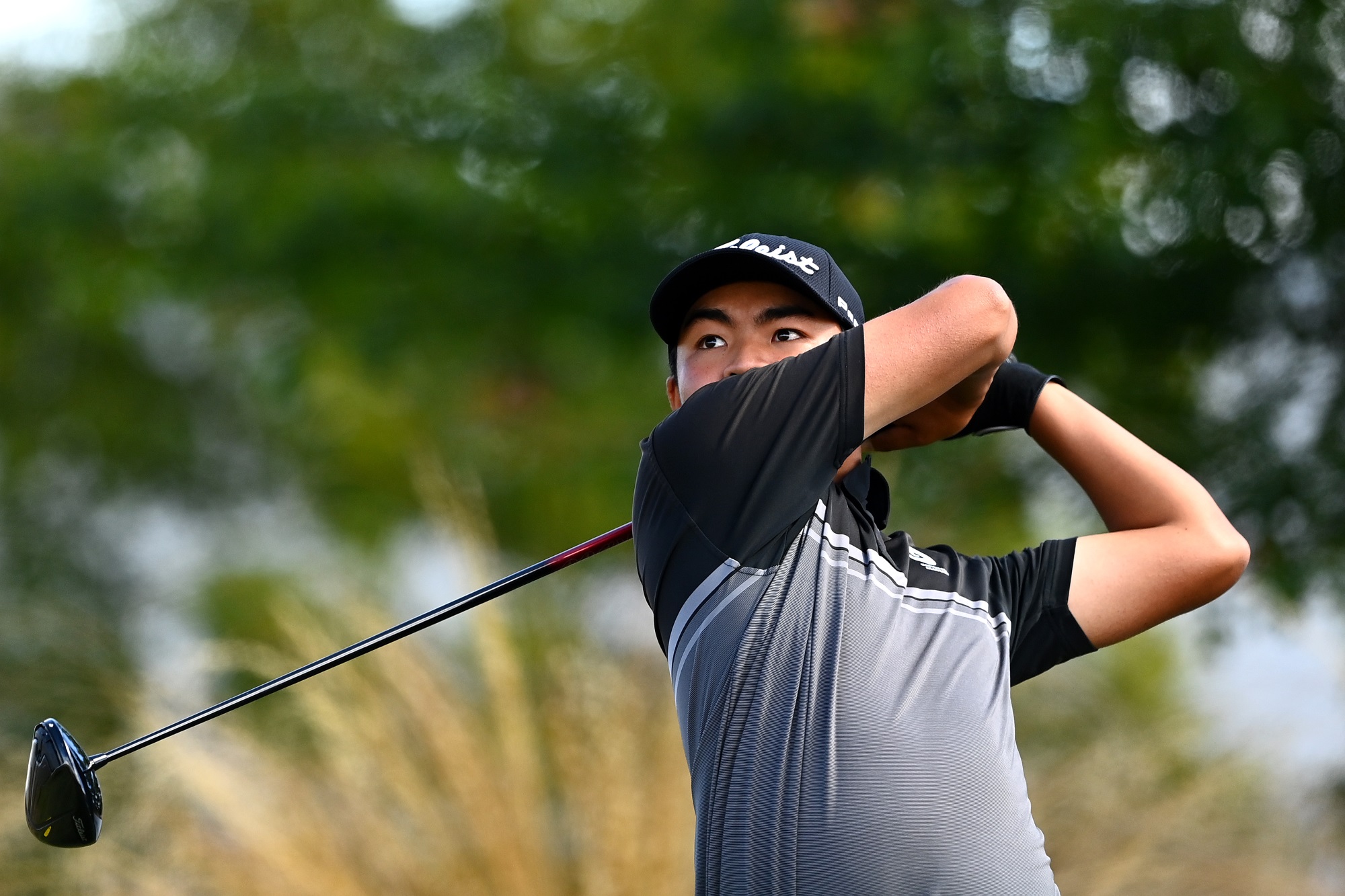 Kazuma Kobori plays a shot during day two of the New Zealand Open at Millbrook. Photo: Getty Images 