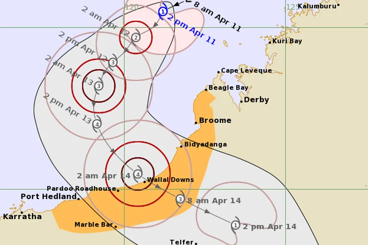 Cyclone Ilsa is expected to hit the coast on Friday as a Category 4 storm. Image: Australian...