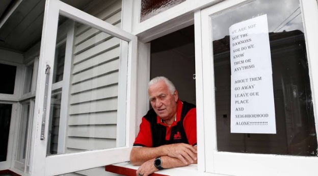 Ian Russ has put signs up at the property to try to deter the vandals. Photo: NZ Herald 