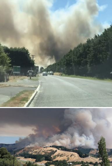 Knights Rd residents were evacuated as seven fire trucks and four helicopters battled a large...