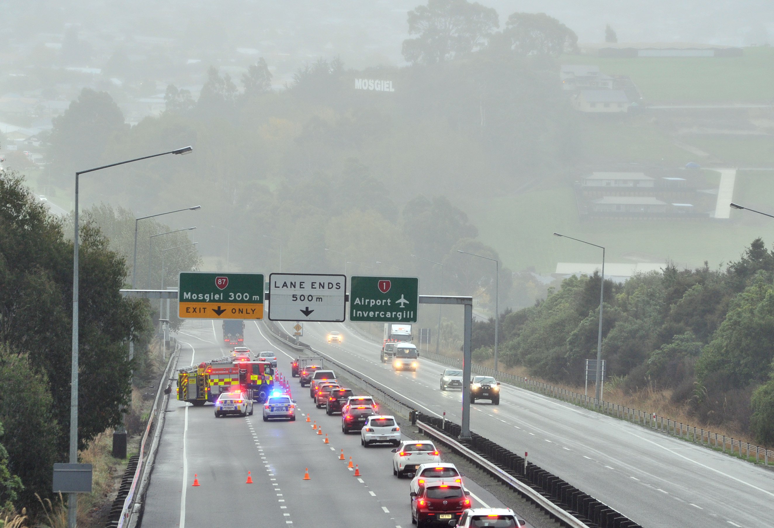 The seven-car crash happened in the lane heading towards Mosgiel but no injuries were reported....
