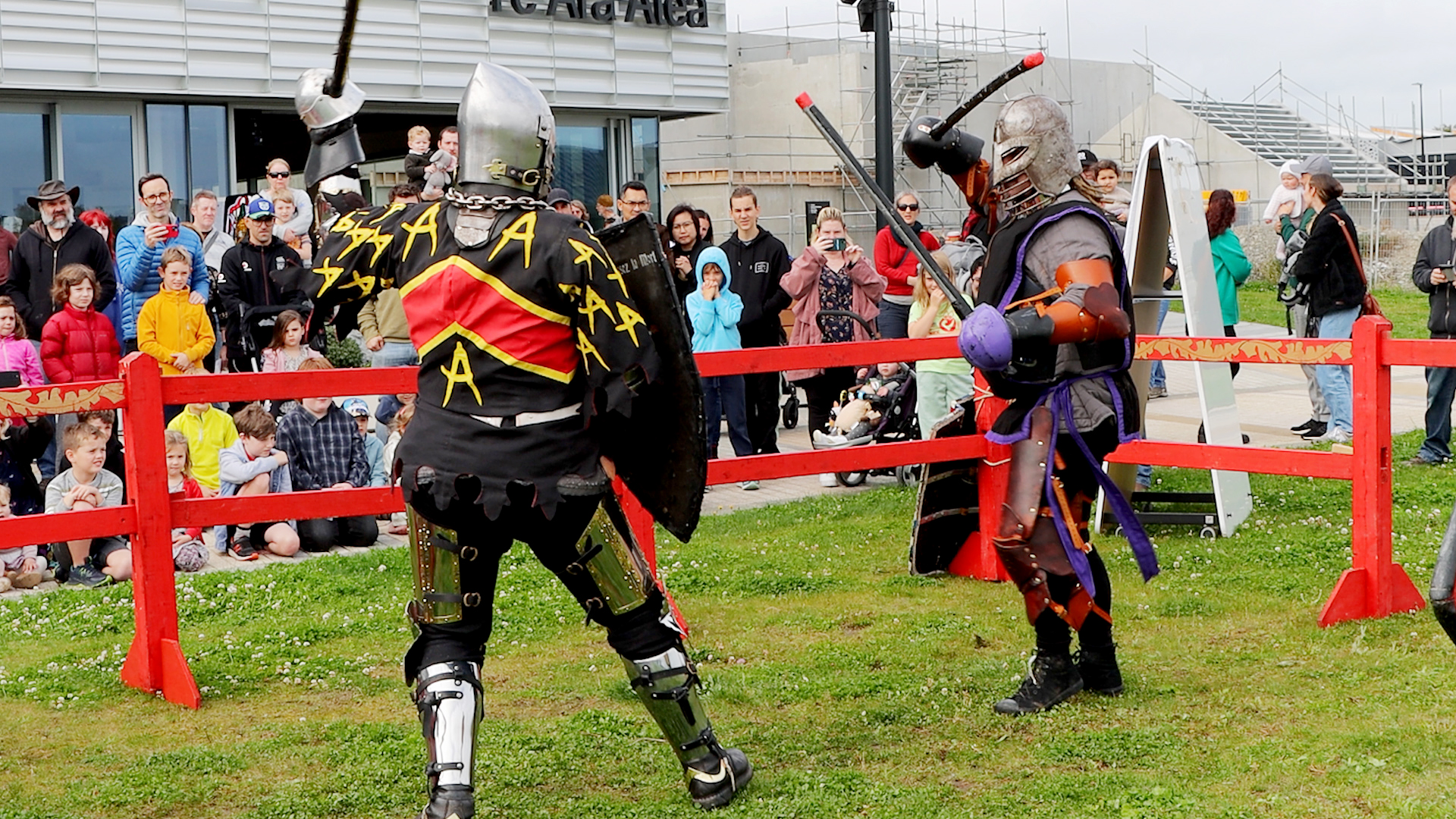 Knights in shining armour duel it out in front of a captivated crowd. PHOTO: GEOFF SLOAN