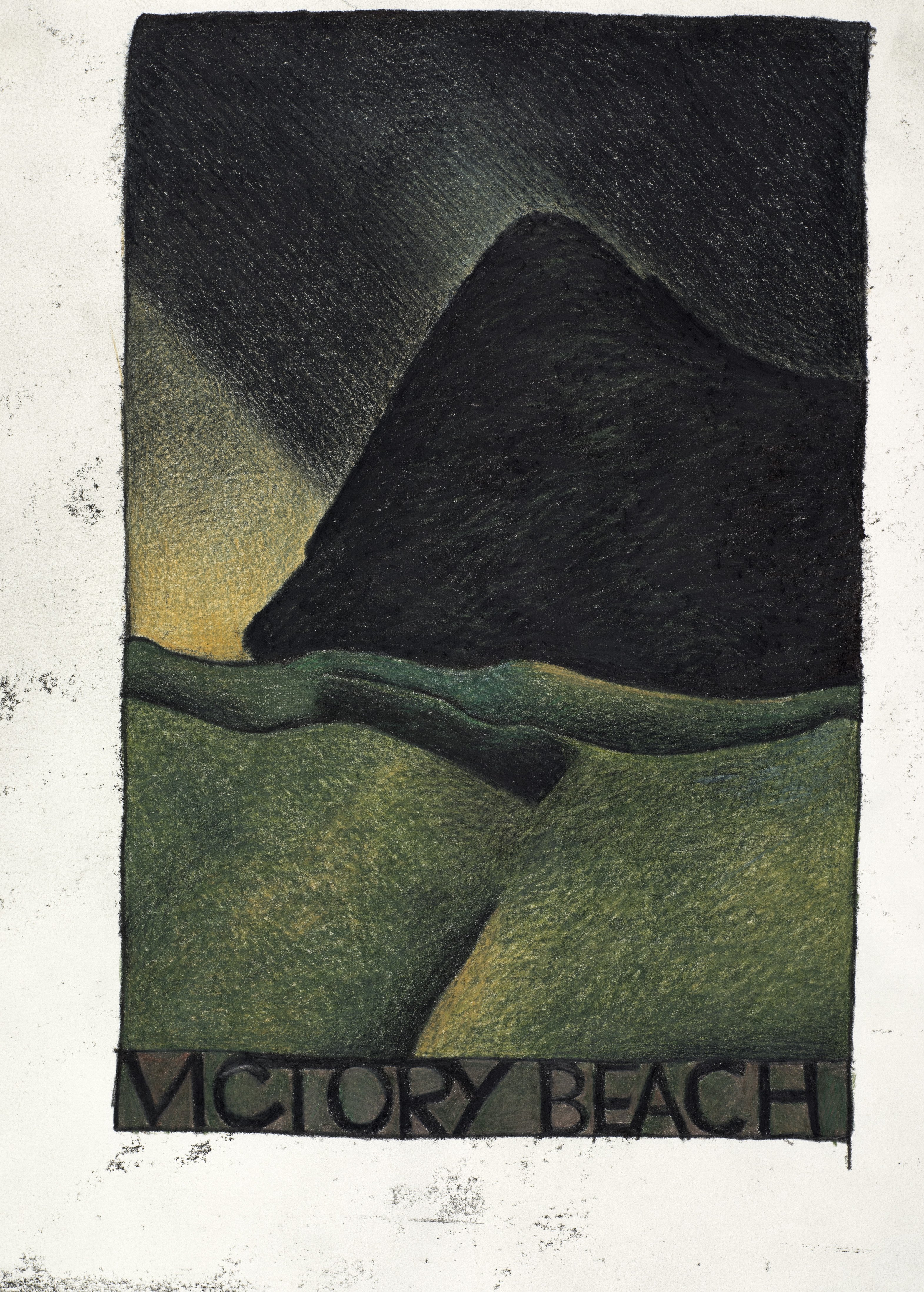 Victory Beach. Victory Aue., coloured wax crayon and crayon (conte) on paper: 306mm×230mm (perf...