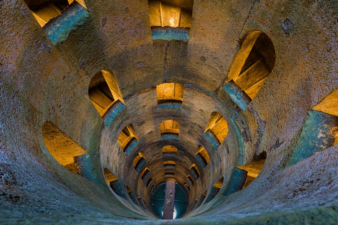 Pozzo di San Patrizio, a Renaissance  water well  with a cylinder shaft surrounded by a double...