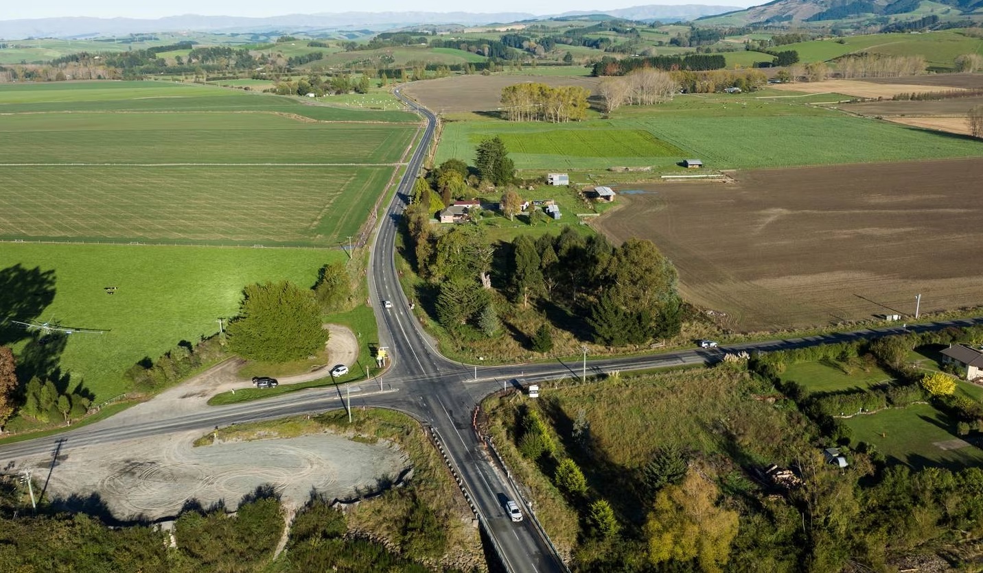 The crash occurred at this intersection near Geraldine. Photo: NZ Herald