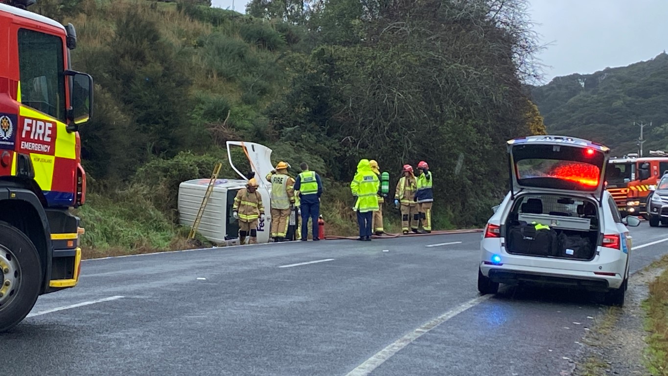 Emergency services at the scene this afternoon. Photo: Craig Baxter