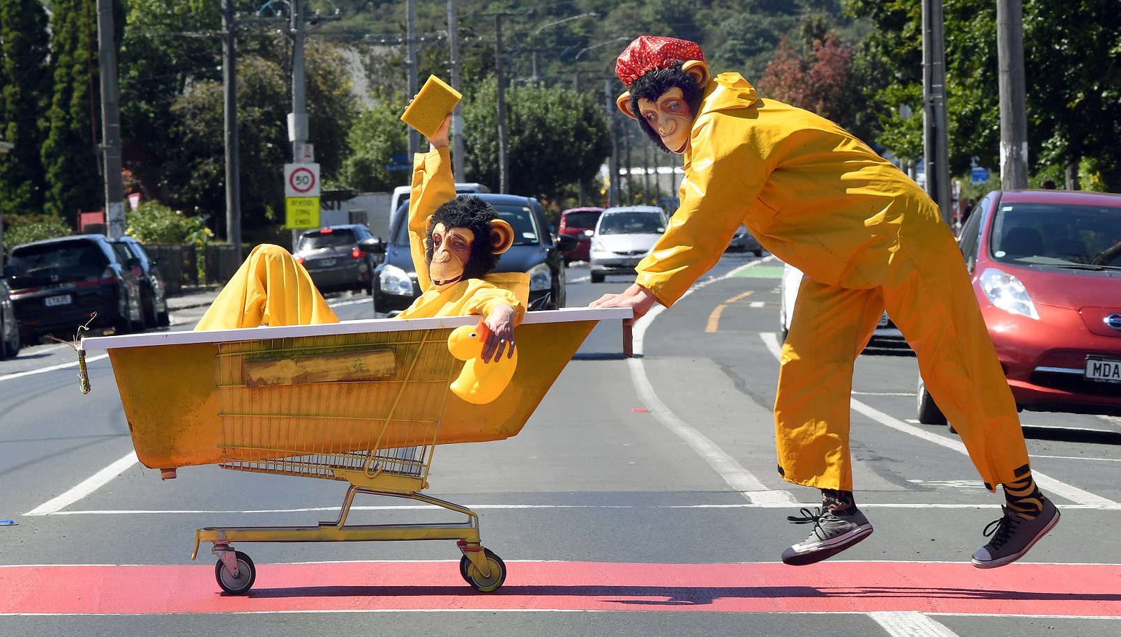 Hazmat Monkey are Jurgen Sinclair (in the bath) and Boris Schmidt. Photo: Stephen Jaquiery