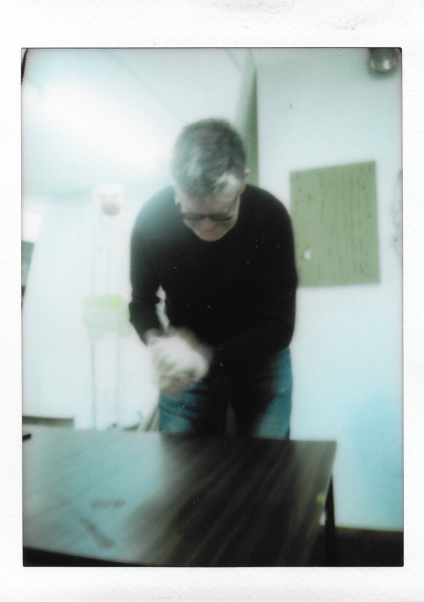 Auckland artist Peter Robinson works on his installation at the Dunedin Public Art Gallery. Photo...