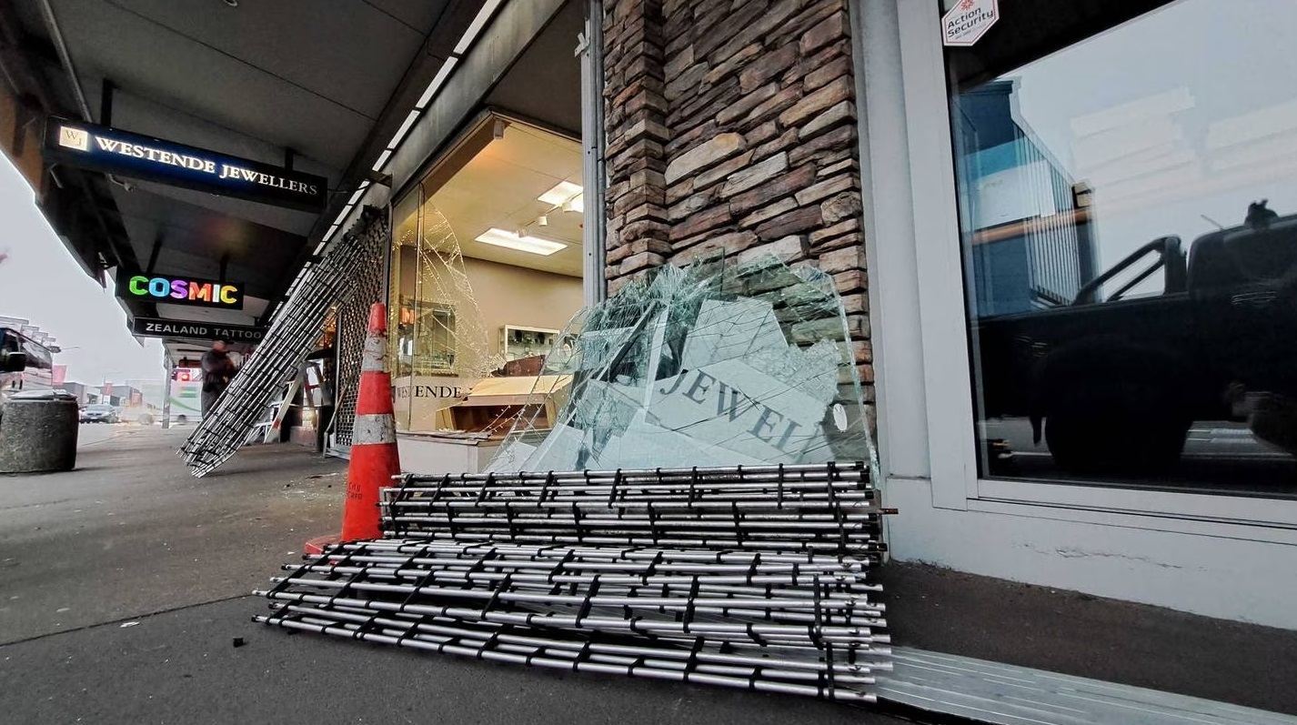 Westende Jewellers in central Christchurch was hit by ram-raiders overnight. Photo: NZME