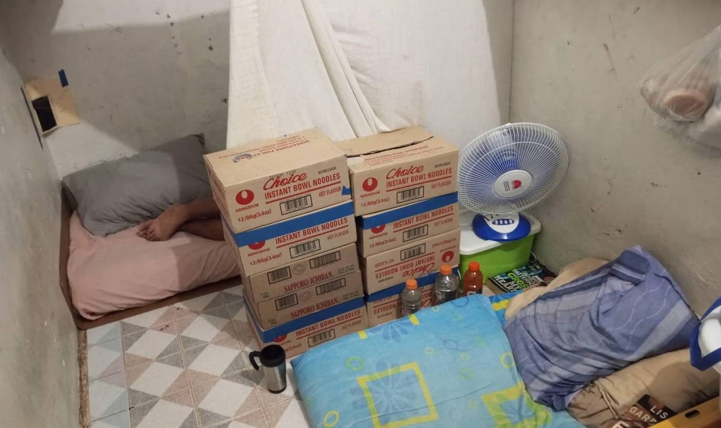 Rob Solomon's prison cell which he shares with another inmate. Photo: Supplied