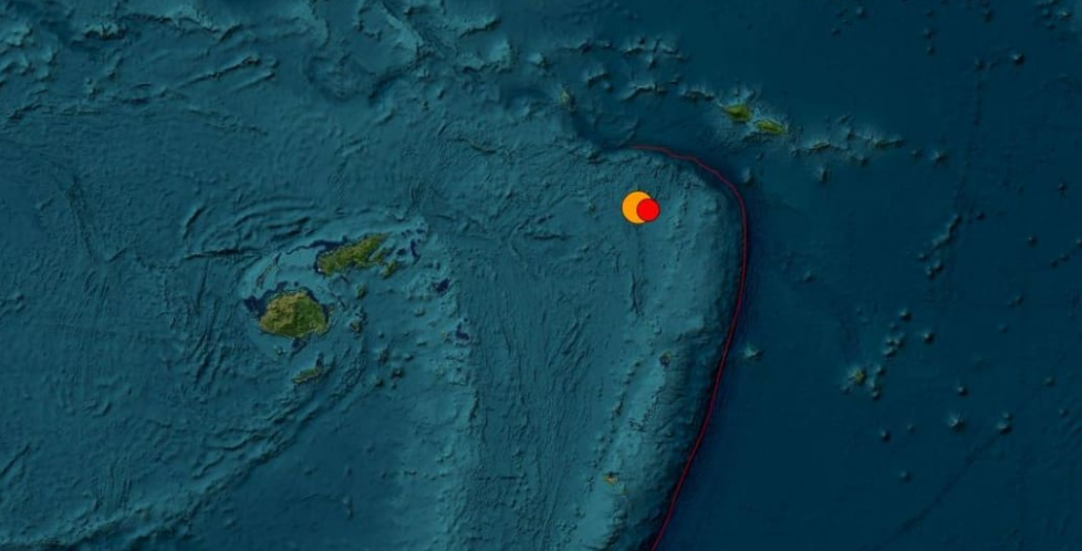 The strong quake was recorded 95km from Hihifo, Tonga, early on Thursday morning. Image: USGS
