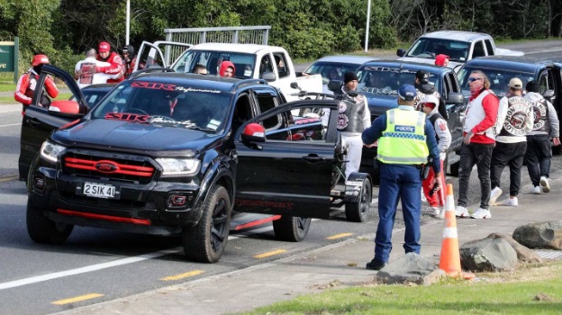 Hundreds of gang members headed to the Bay of Plenty for the tangi. Photo: NZ Herald