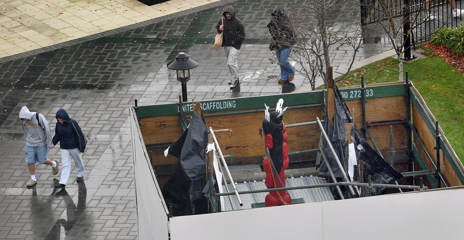 The top of the sculpture can be seen from a nearby building. Photo: Stephen Jaquiery/file photo