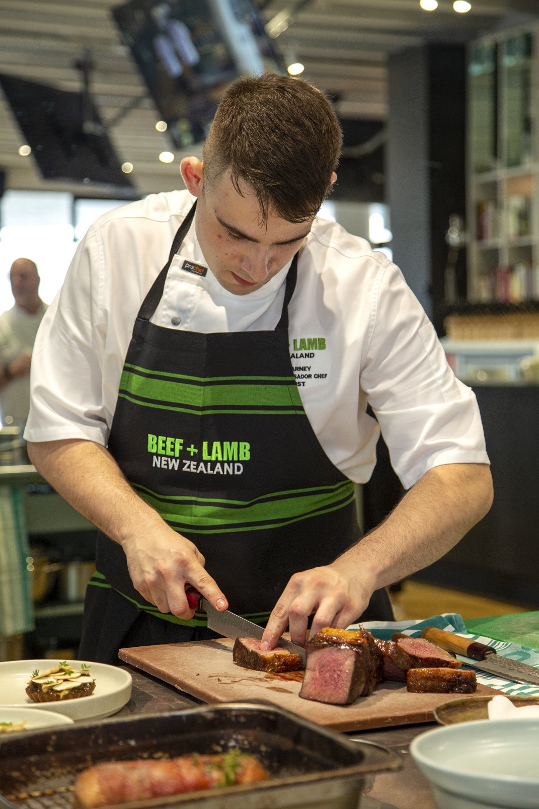 Nic Kearney in action at the Beef + Lamb Young Ambassador Chef competition.