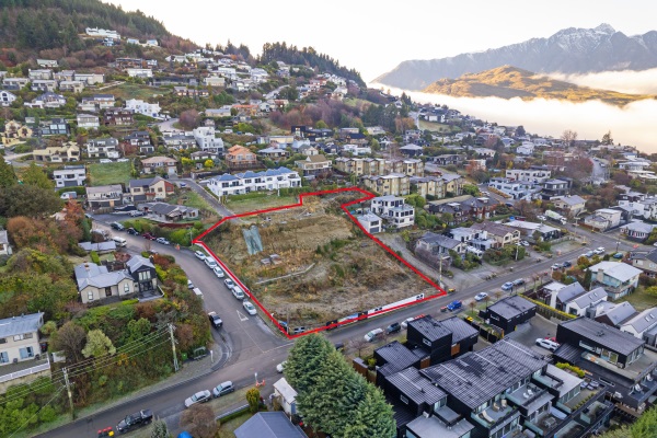 A development site for sale, outlined in red, on the corner of York and Hallenstein Sts. Photo...