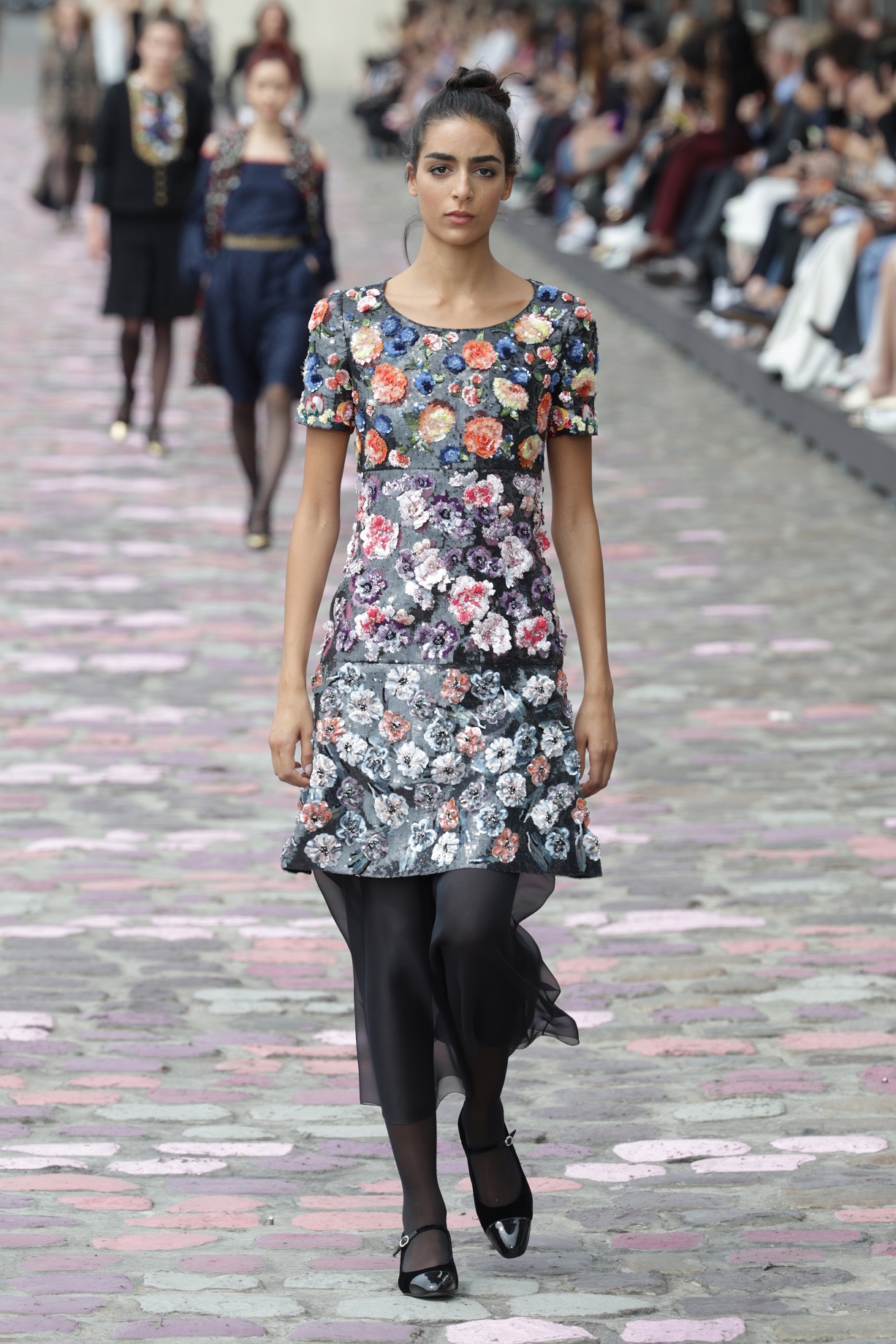 Models walk the runway during the Chanel haute couture show in Paris. Photo: Getty Images