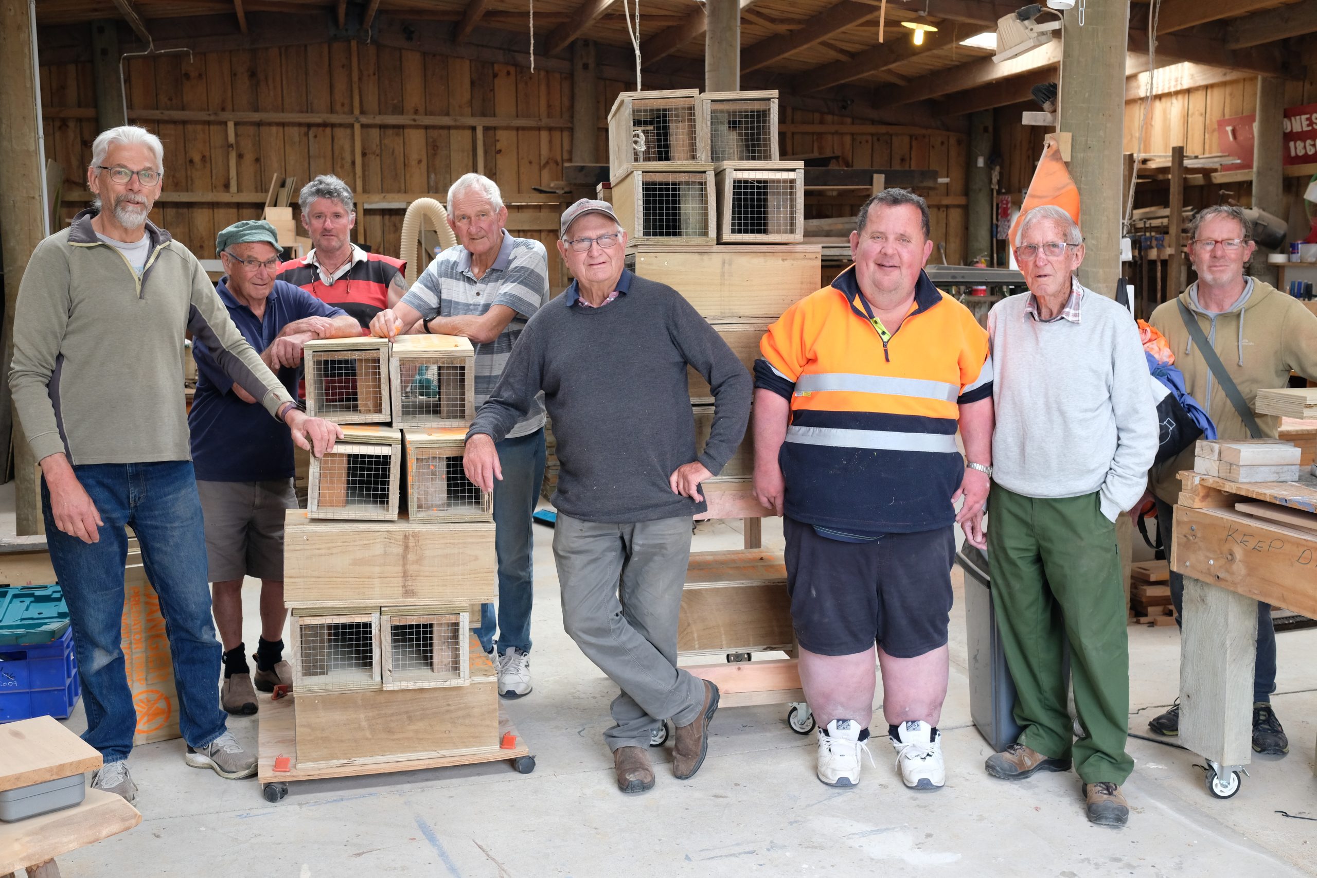 Members of the Kaikōura Community Shed have been working on predator traps to protect endangered...