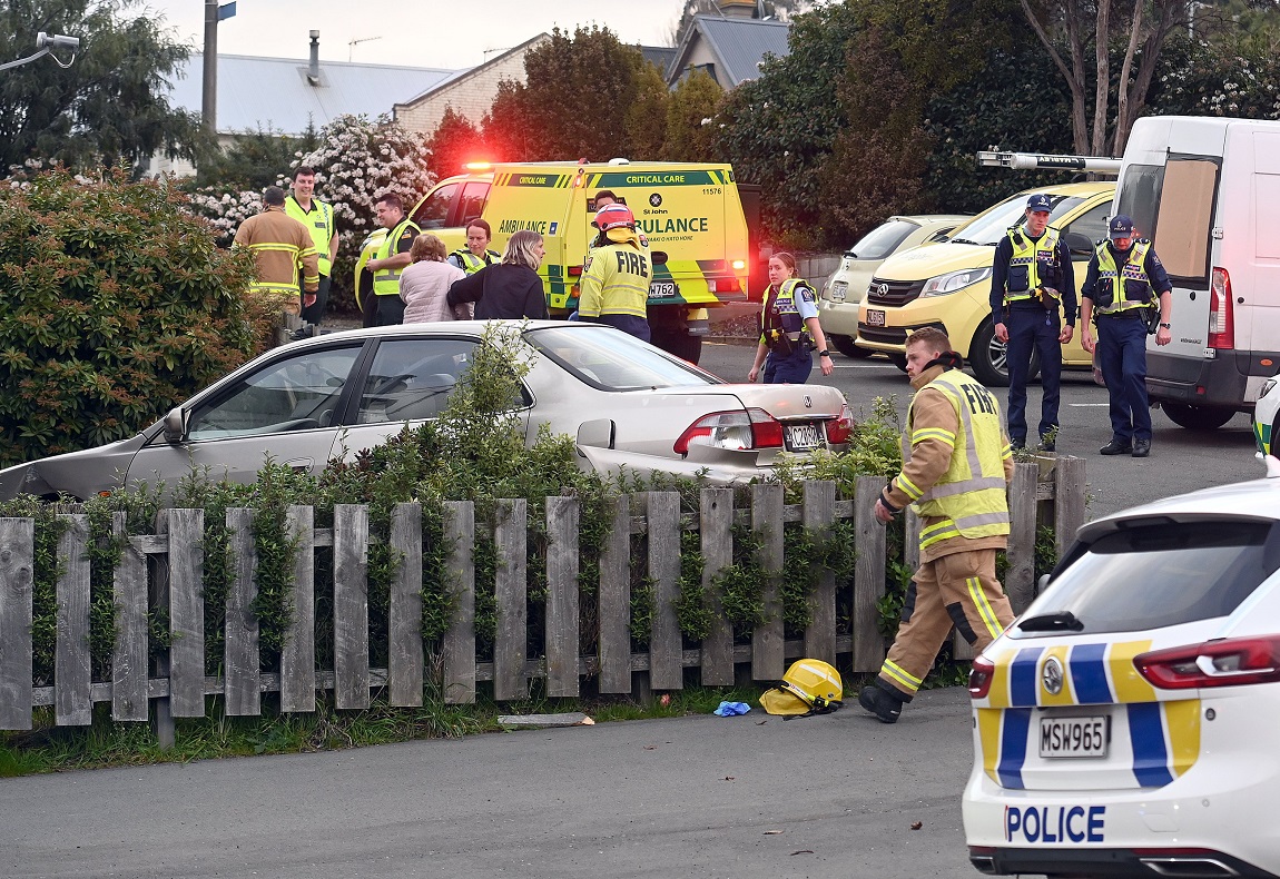 Emergency services at the scene this afternoon. Photo: Linda Robertson