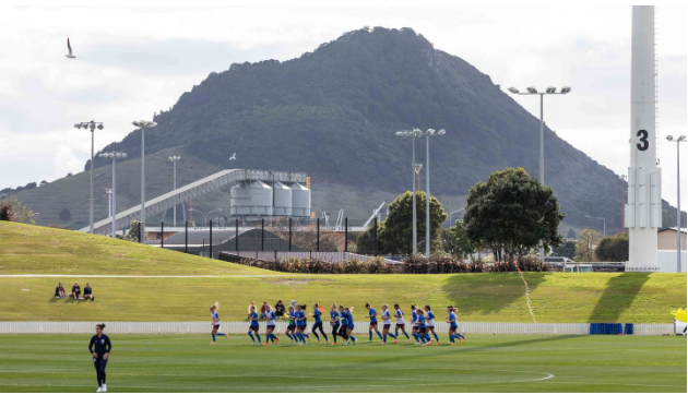 The Netherlands football team at a training session at the Bay Oval earlier this week. Photo: The...
