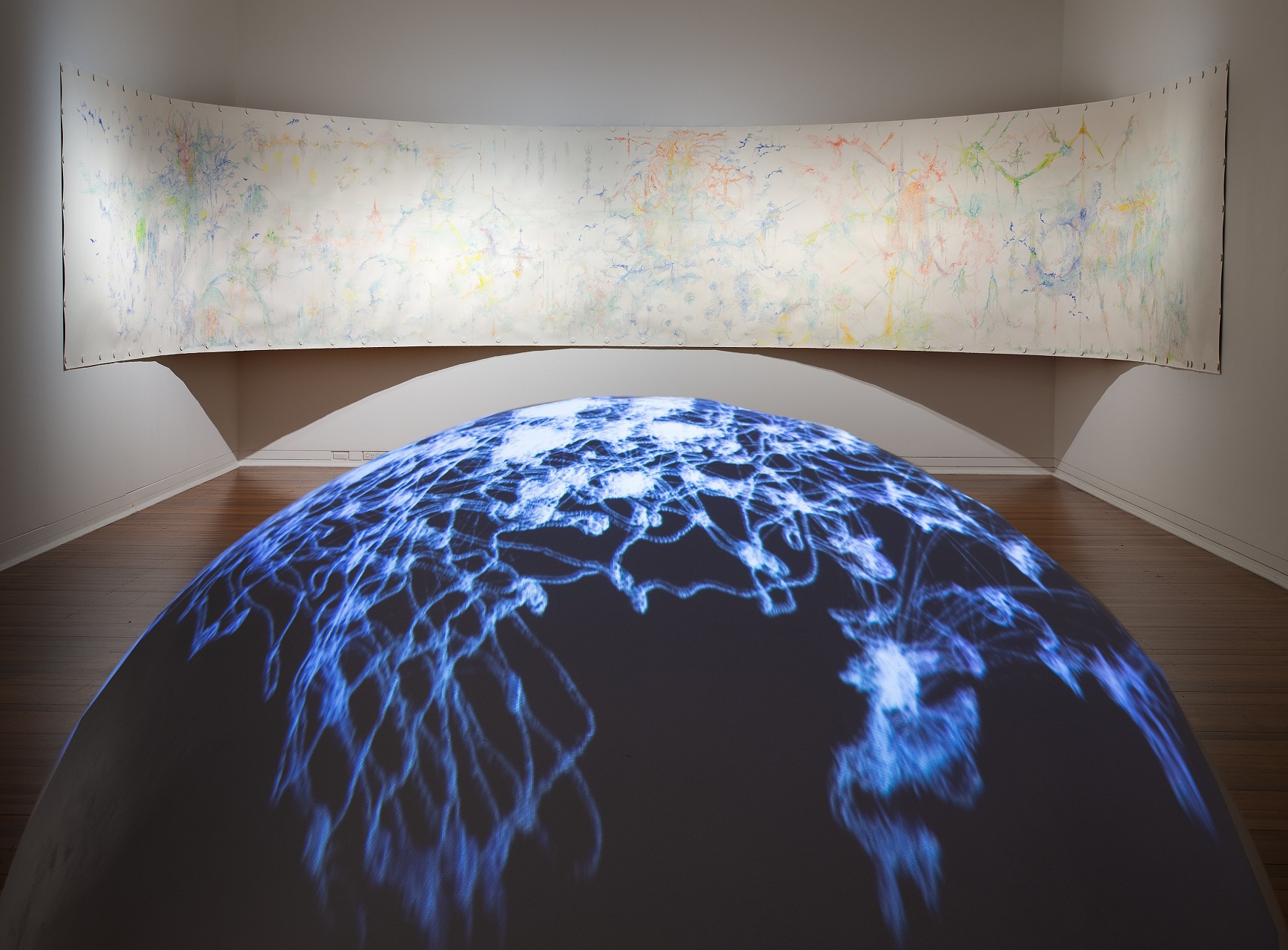 Motoko Kikkawa, My Sky (installation view), 2023, Japanese Ganryo (watercolour) on paper and...