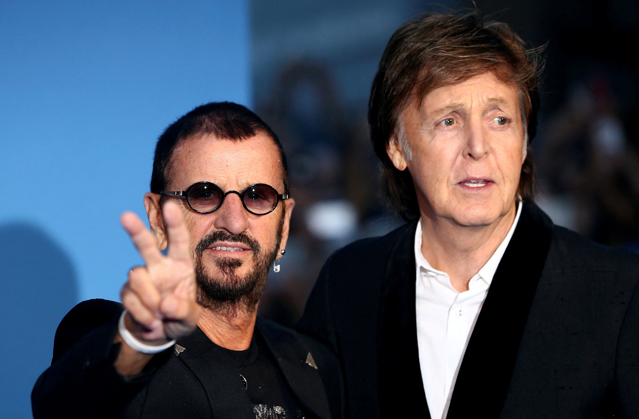 Former Beatles Ringo Starr and Paul McCartney attend the world premiere of The Beatles: Eight...