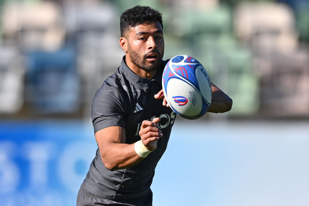 Richie Mo'unga at an All Blacks training training session in Napier earlier this month. Photo: Getty Images