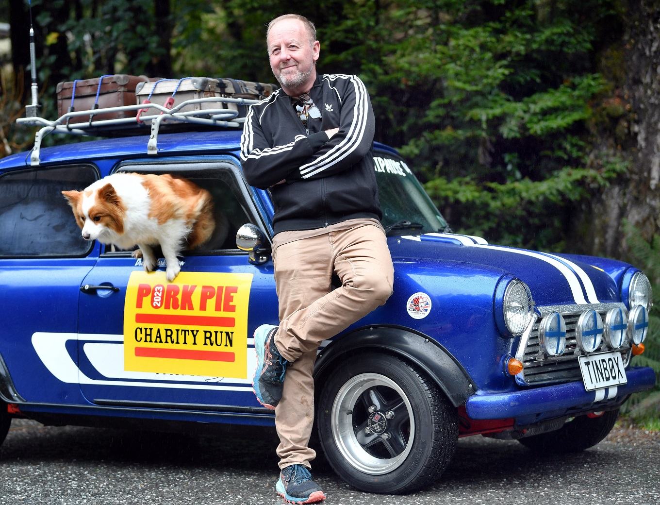 Mark Salmon-Hourihane’s travelling companion, Beryl, exits the car at Fantail falls.