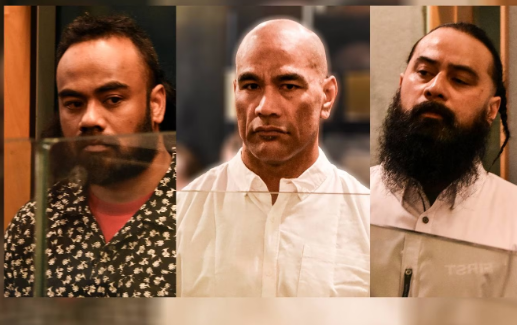 Accused of the murder of Brian James in Mt Roskill two days before Christmas in 2021 are (from...