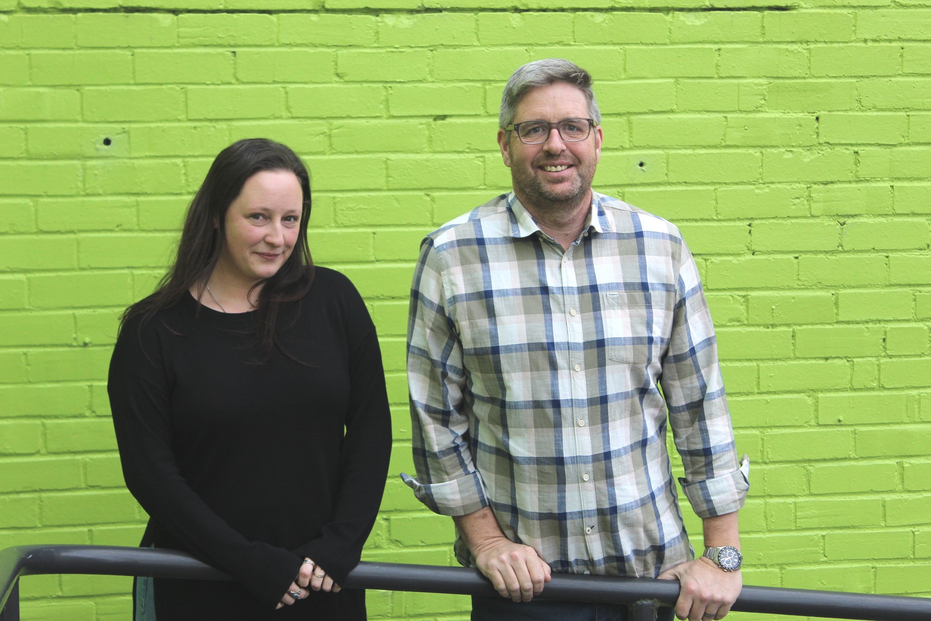 Ōtepoti Community Wellness Hub wellbeing educators Tash Squire (left) and Rob Willers have a...